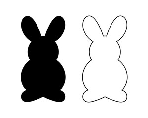 Bunny cookie shape. Vector cookie cutter design. Easter bunny rabbit black illustration, icon. Die cut, laser cutting. Shape for cutting.