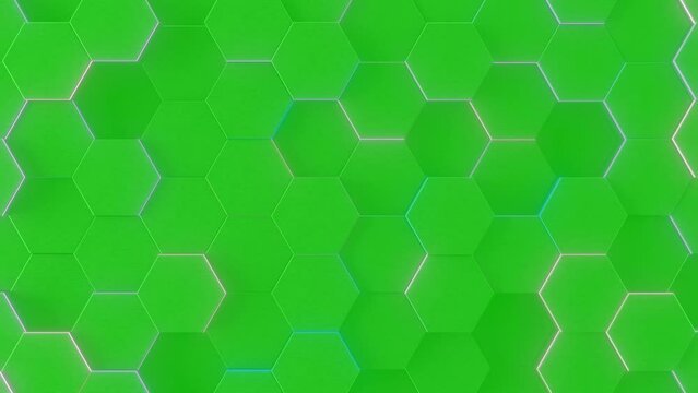 green hexagon geometric surface loop 1a. light bright clean minimal hexagonal grid pattern, random waving motion background canvas in pure wall architectural white. seamless loop 4k uhd, pattern, h