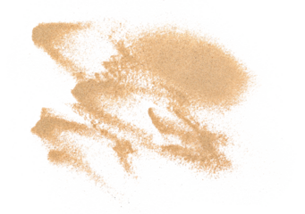 Pile desert sand isolated on white background, top view