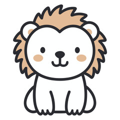 Cute lion with mane logo outline vector © mr_marcom