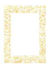 Abstract rectangle frame. Vertical rectangular golden frame.PNG with transparent background. 