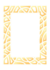 Abstract rectangle frame. Vertical rectangular golden frame.PNG with transparent background. 