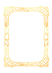 Abstract rectangle frame. Vertical rectangular golden frame.PNG with transparent background. 