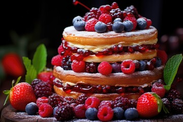 French toast with cream and berries