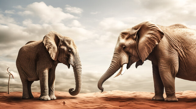 An elephant and a donkey express displeasure with one another.