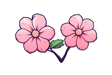 Fototapeta na wymiar kawaii beautiful flowers sticker image, in the style of kawaii art, meme art, isolated white background PNG