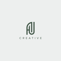 Alphabet letter AU UA logo design template - vector. © TMkhan