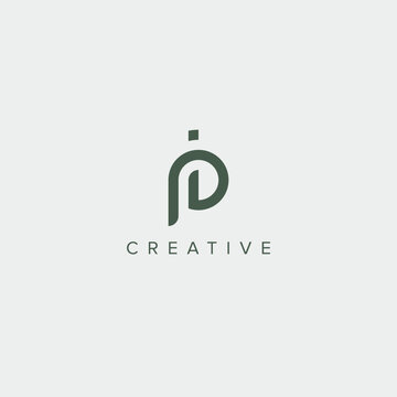 Alphabet letter PI IP logo design template - vector.