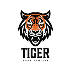 Tiger logo, mascot tiger head, simple, modern, vintage, design template vector illustration