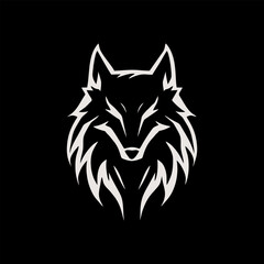 Wolf head logo, simple, modern, vintage, black and white, line art design template vector illustration