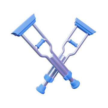 3d Render Crutches Icon Illustration