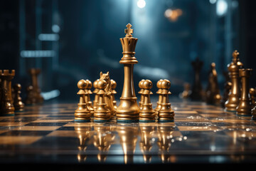 king of chess pieces chessboard concept business