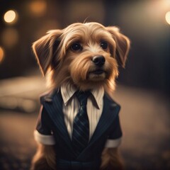 cute dog in suit and tie