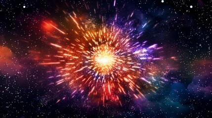 Vector galactic star background with exploding firewor.Generative AI