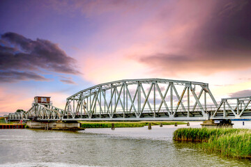 Obraz premium Meiningenbrücke, Drehbrücke, Halbinsel, Ostsee 
