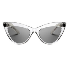 Transparent cat-eye sunglasses isolated on transparent background. Generative AI