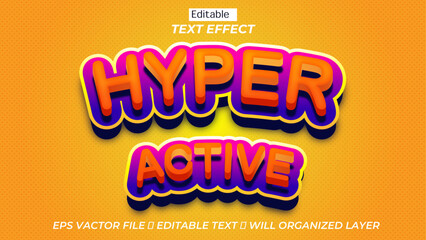 Free vector editable hyper active text effect, 3d text effect