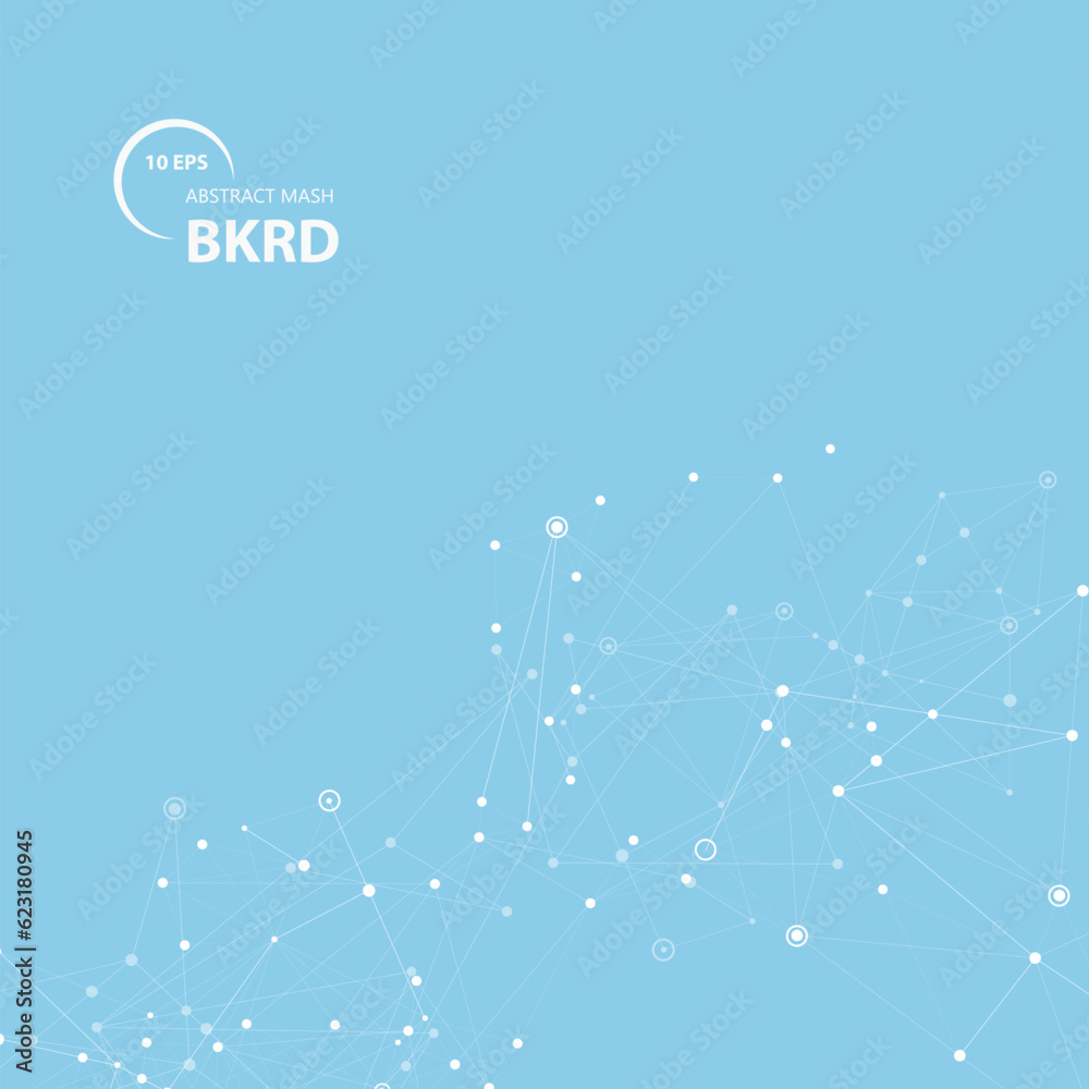 Aufkleber Abstract polygonal design with connecting dots and lines. Network science background