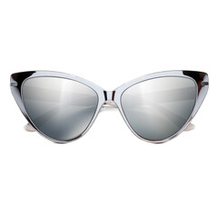 Mirrored cat-eye sunglasses isolated on transparent background. Generative AI