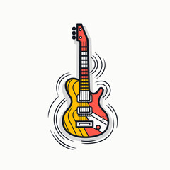 Fototapeta premium Electric guitar hand-drawn comic illustration. Electric guitar. Vector doodle style cartoon illustration