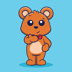 Cute bear mascot thinking vector cartoon illustration