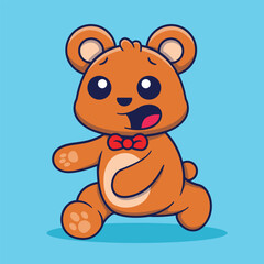 Cute bear mascot running scared vector cartoon illustration