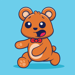 Obraz premium Cute bear mascot running scared vector cartoon illustration