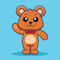 Obraz na płótnie Canvas Cute bear waving mascot logo vector illustration