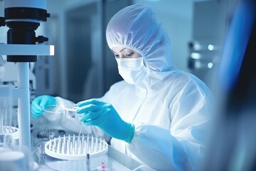 Fototapeta premium Scientists Conducting Research in High-Security Laboratory Generative AI