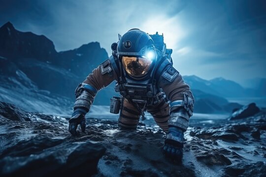 Astronauts Collecting Samples on Alien Planet generative AI