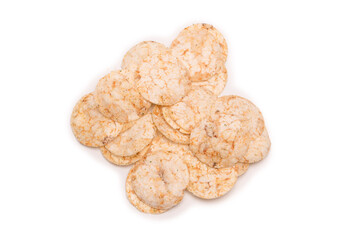 Rice chips isolated on white background.
