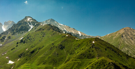 swiss mountains in the summer