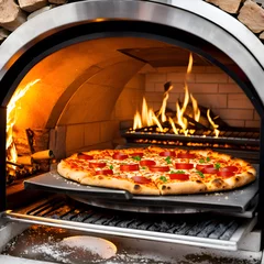 Foto op Plexiglas Pizza inside an oven © micky22