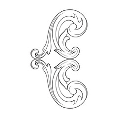 Border and Frame with baroque style. Ornament elements for your design. Black and white color. Floral engraving decoration for postcards or invitations for social media.