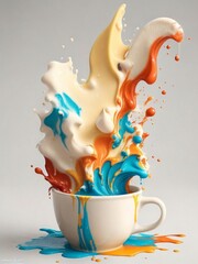 Drink, cup  with splashes and drops.