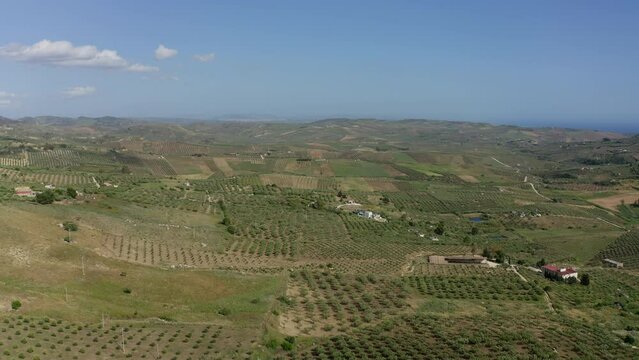 Aerial view of fields in Sciacca Agrigento Sicily Italy