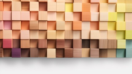 A spectrum of multi-colored wooden blocks aligned , Generative AI
