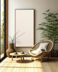 Zen Retreat: A Long Vertical Photo Poster Frame for Your Japanese Living Room Decor