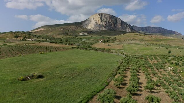 Aerial view of fields in Sciacca Agrigento Sicily Italy
