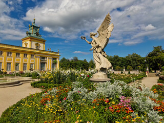 Sculpture in park. Royal Wilanow Palace in Warsaw, Poland