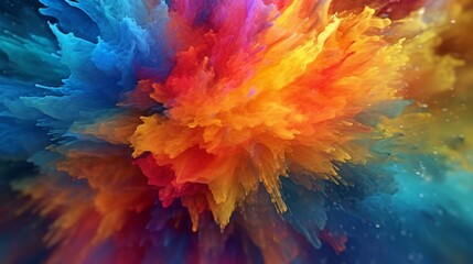 Fototapeta na wymiar A vivid burst of colors, resembling an abstract explosion or powder burst, Generative AI.