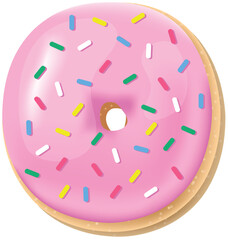 Vector pink letter O from donut alphabet. Sweet tasty cookie font. Food illustration 