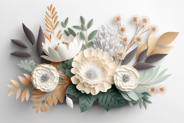 3d floral bouquet white background generative ai