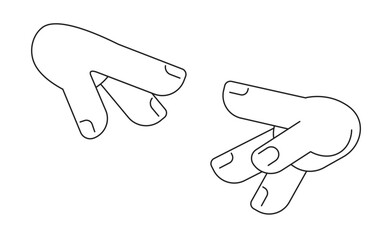 Fingers reaching together monochrome flat vector object. Try to touch. Editable black and white thin line icon. Simple cartoon clip art spot illustration for web graphic design