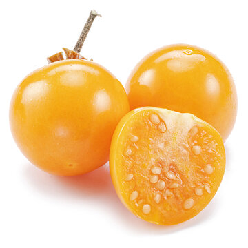 Ripe physalis or golden berry fruits isolated on white background.