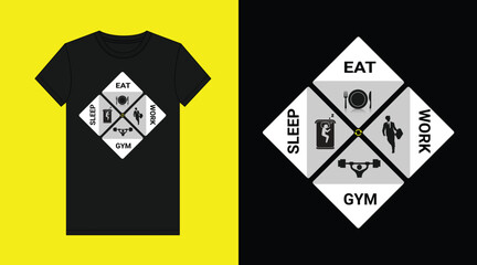 Gym t shirt design, Sleep Eat Work Gym Repeat t shirt design ready for print