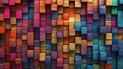 A wooden blocks in a spectrum of vibrant colors, Generative AI.