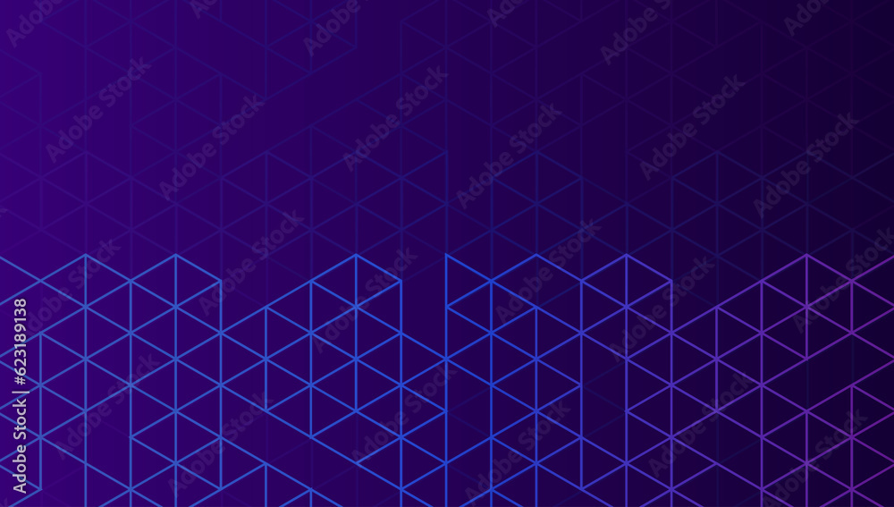 Wall mural abstract geometric background with isometric digital blocks. block-chain concept and modern technolo