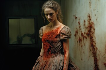 Horrifying Zombie with Blood Details generative AI