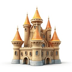 Whimsical 3D Cartoon Castle Isolated generative AI